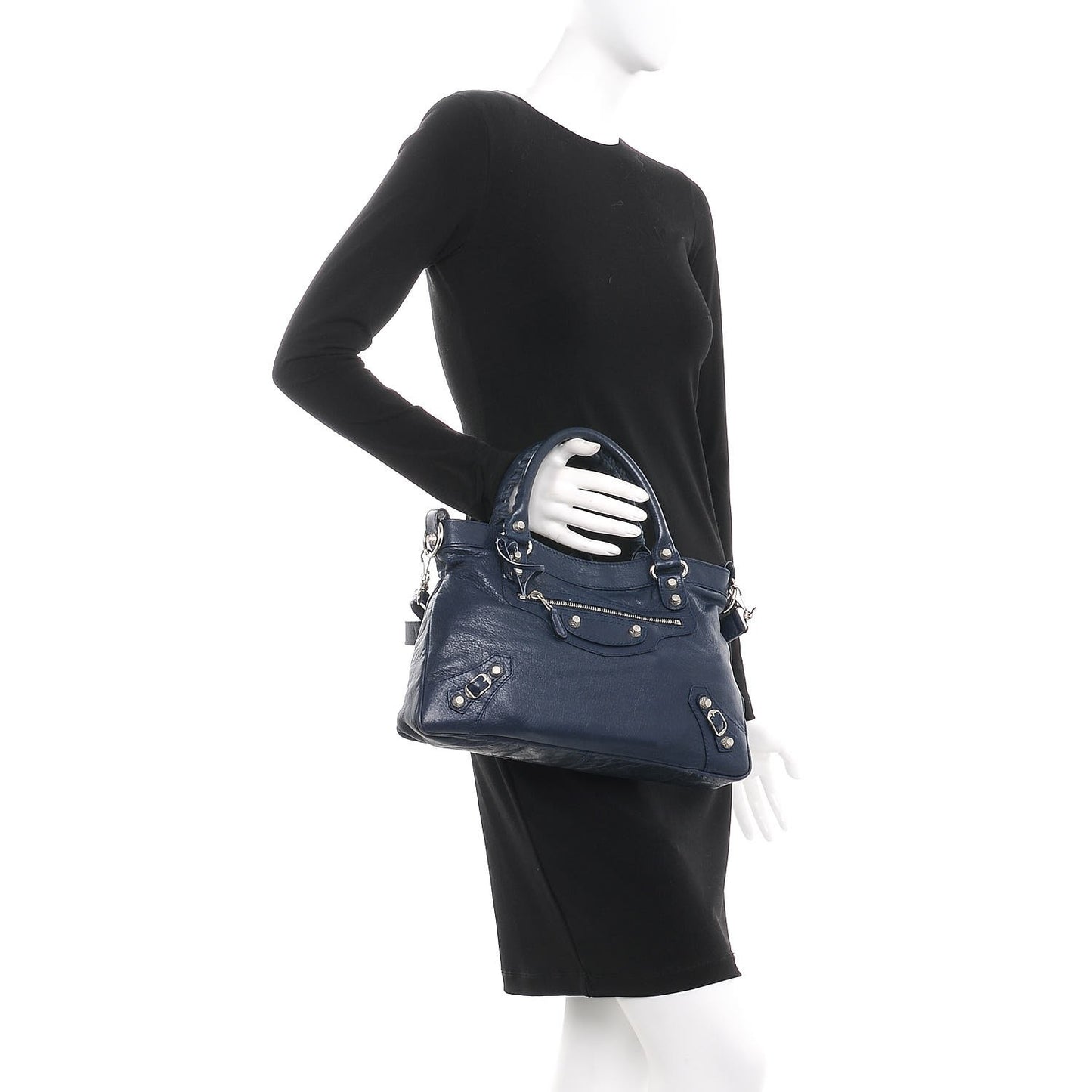 Agneau Giant 12 Silver Hardware Town Bleu Obscur