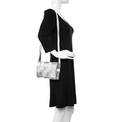 Bottega Veneta Metallic Lambskin Maxi Intrecciato Cassette Crossbody Bag Silver 2 of 10