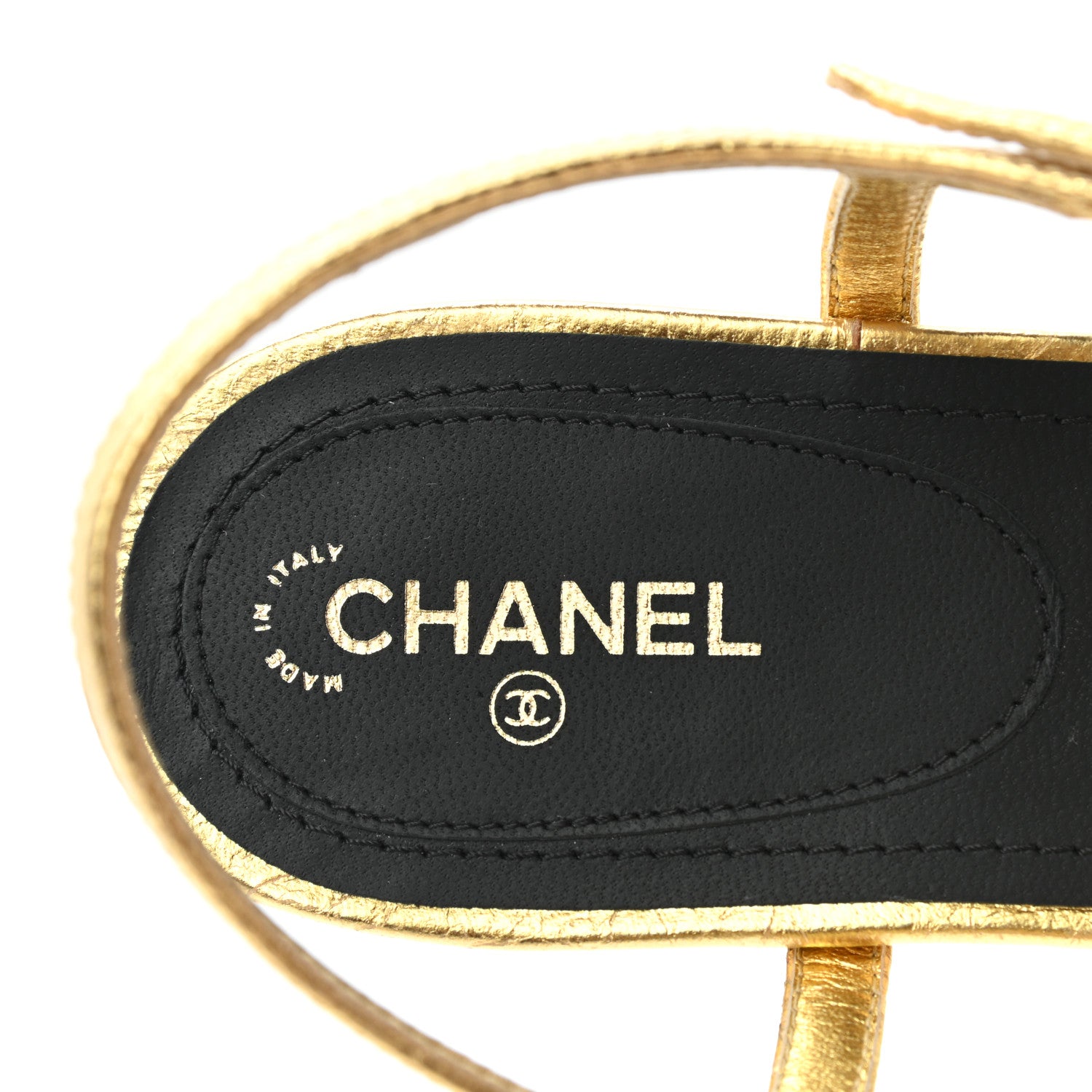 Chanel Laminated Lambskin CC Charm Thong Sandals 40 Gold 7 of 8