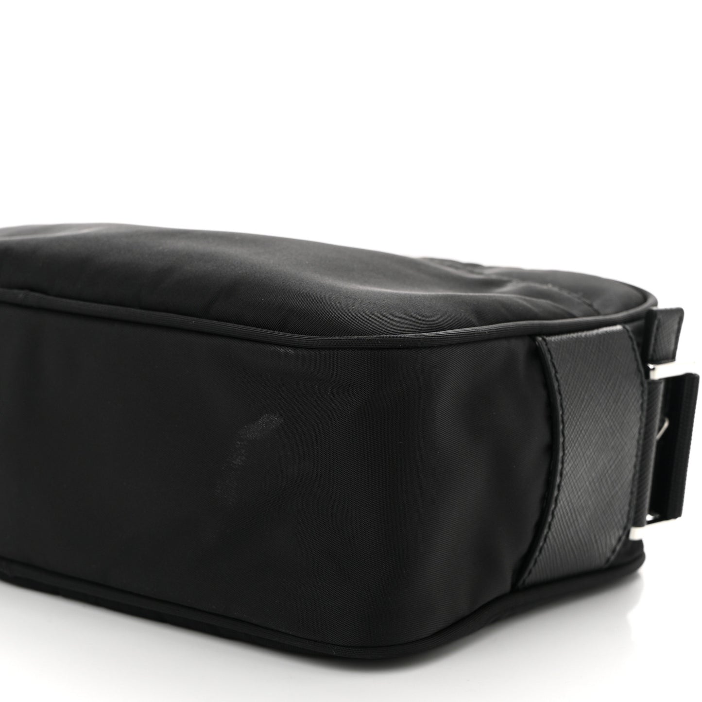 Tessuto Saffiano Pocket Double Zip Shoulder Bag Black