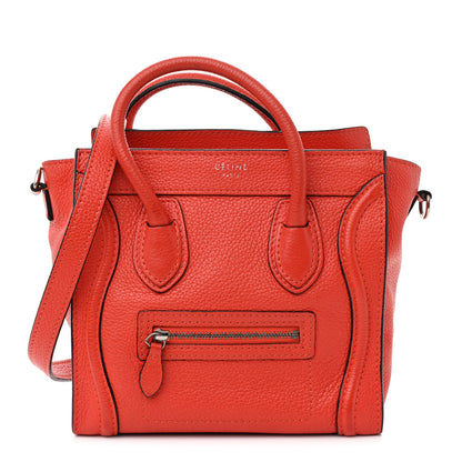 Celine Drummed Calfskin Nano Luggage Red 1 of 17