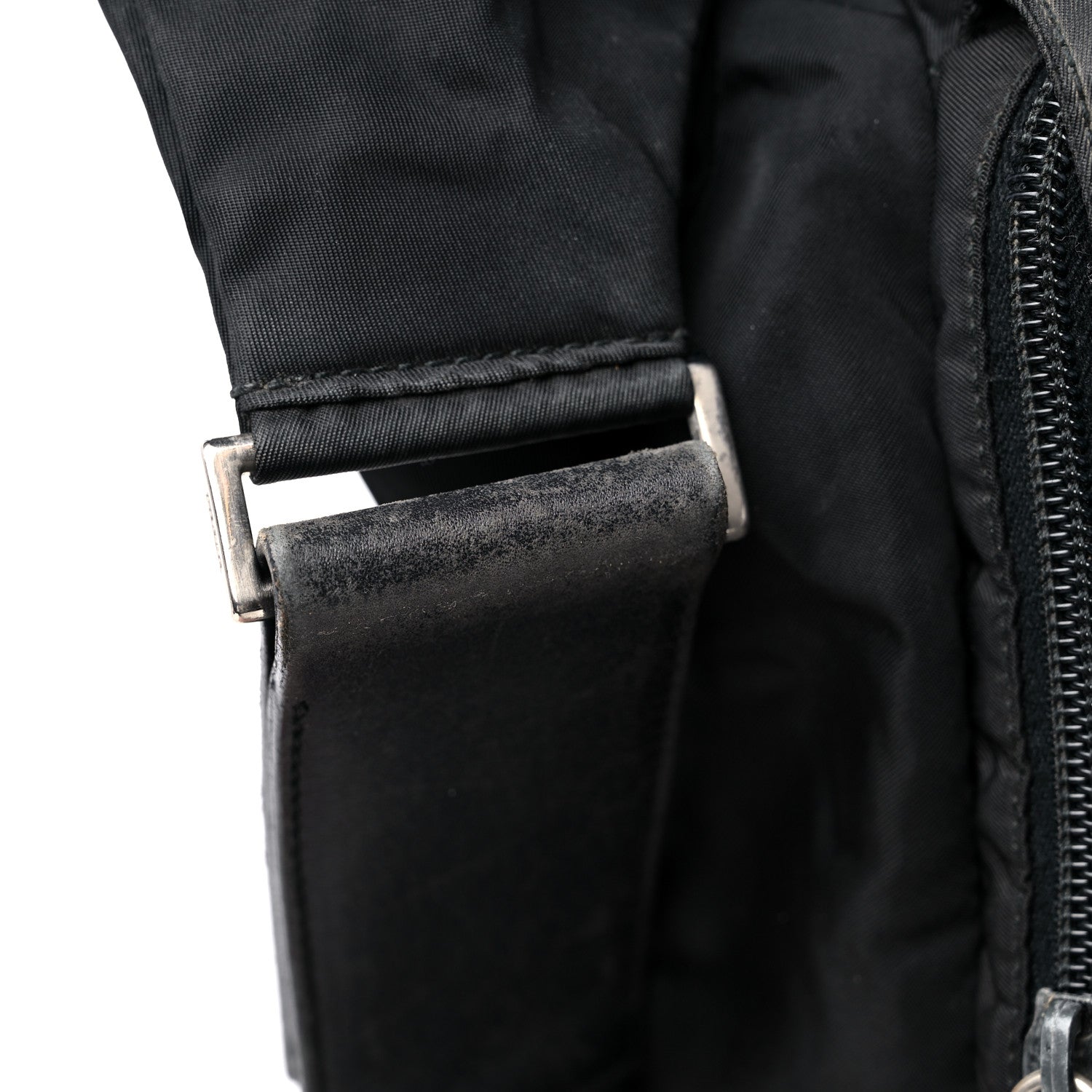 Prada Tessuto Nylon Saffiano Messenger Satchel Black 16 of 18
