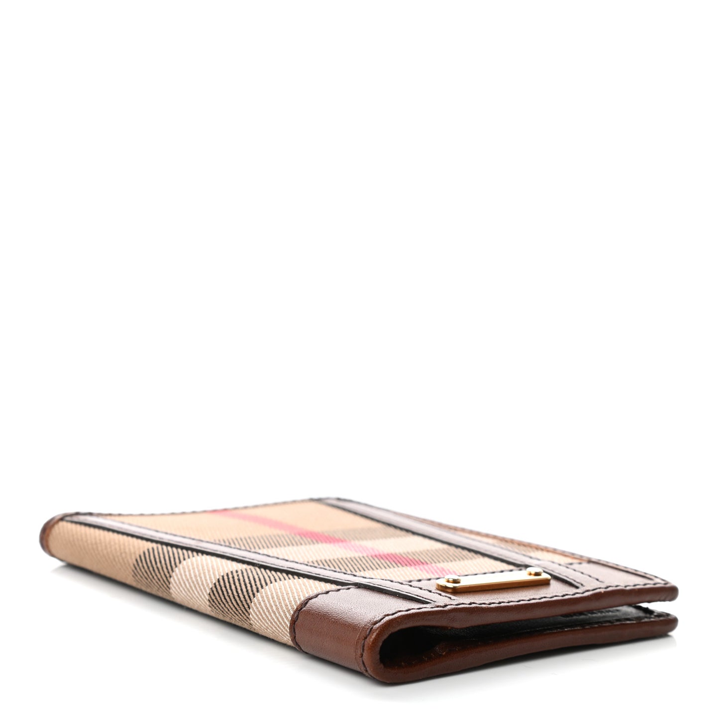House Check Bridle Calfskin Passport Holder Cover Dark Tan