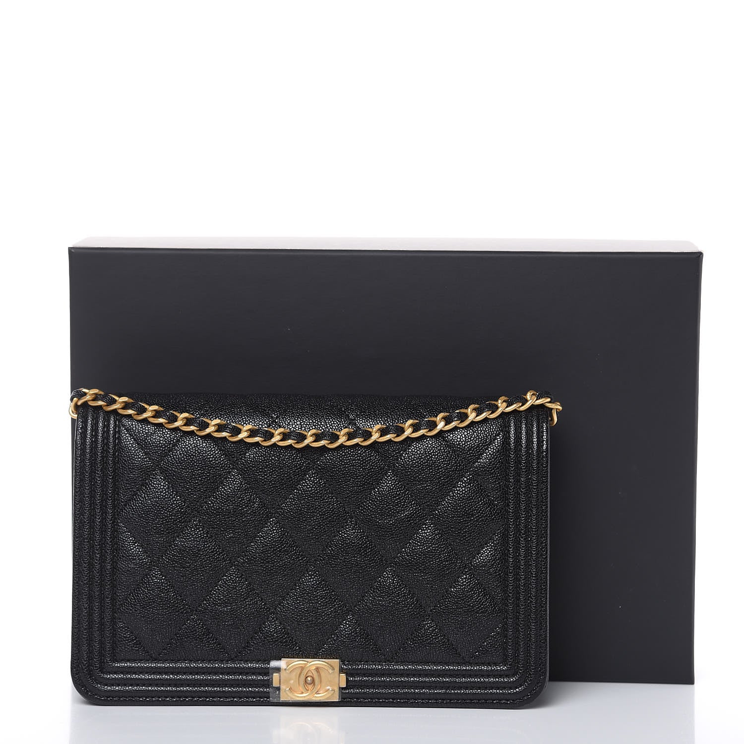 Chanel Caviar Quilted Boy Wallet On Chain WOC Black 12 of 12