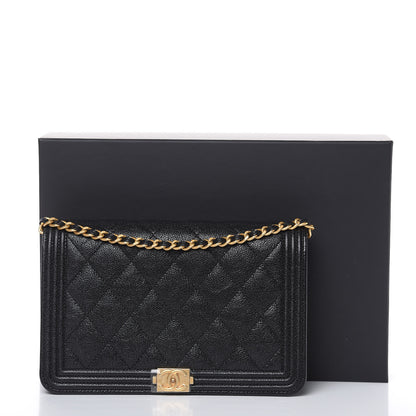 Chanel Caviar Quilted Boy Wallet On Chain WOC Black 12 of 12