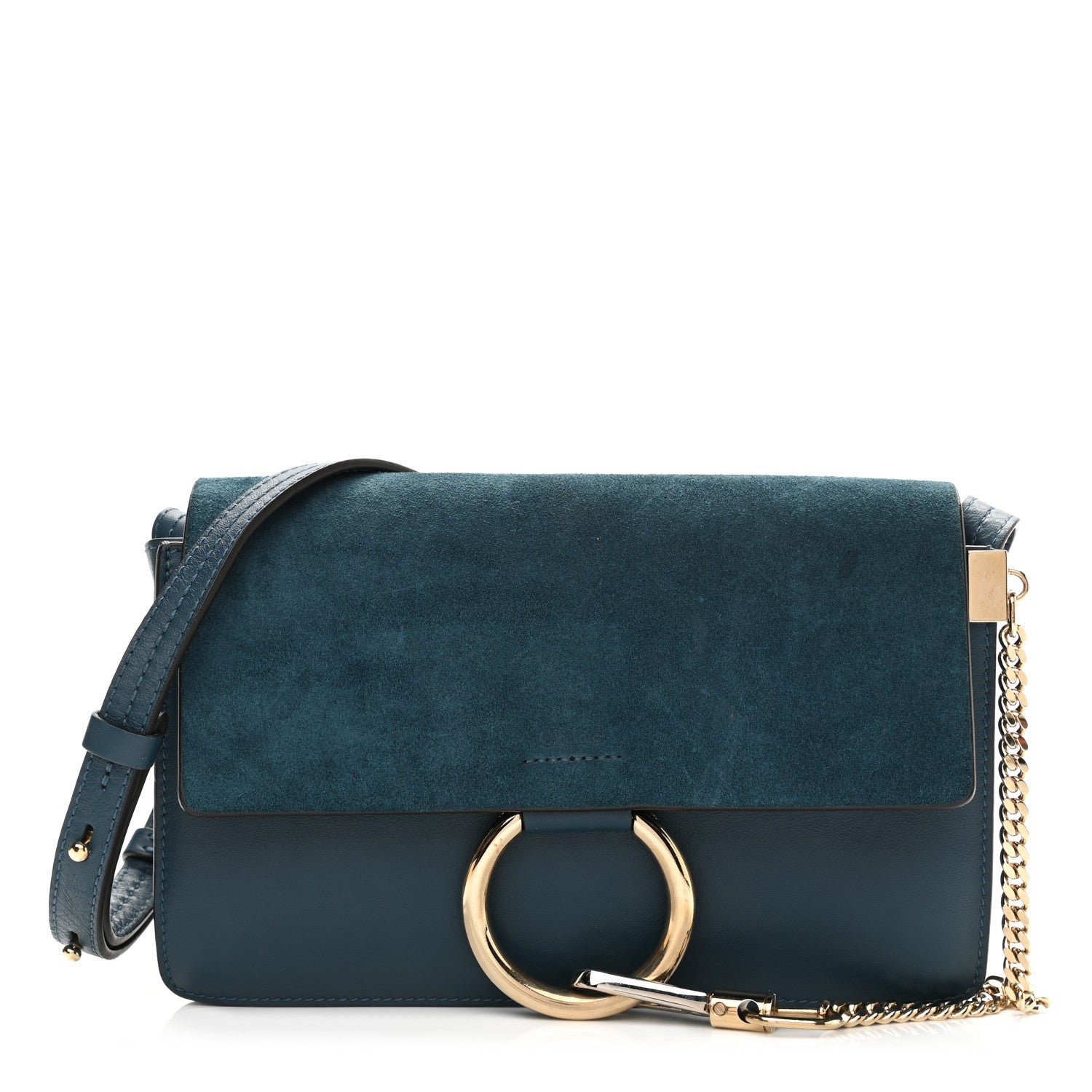 Chloe Suede Calfskin Small Faye Shoulder Bag Majolica Blue 2 of 20