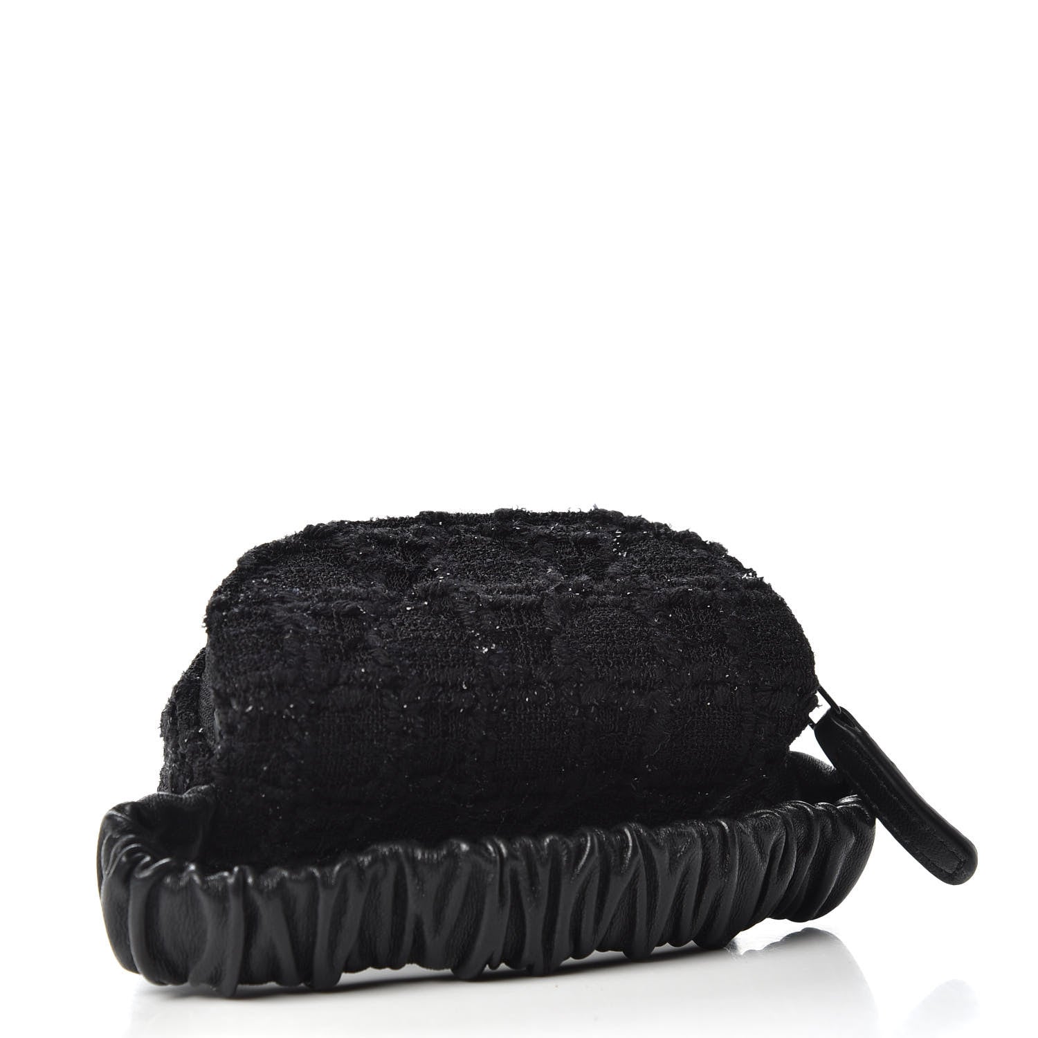 Chanel Tweed Lambskin Quilted Arm Coin Purse Black 3 of 7