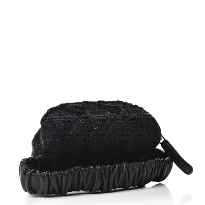 Chanel Tweed Lambskin Quilted Arm Coin Purse Black 3 of 7
