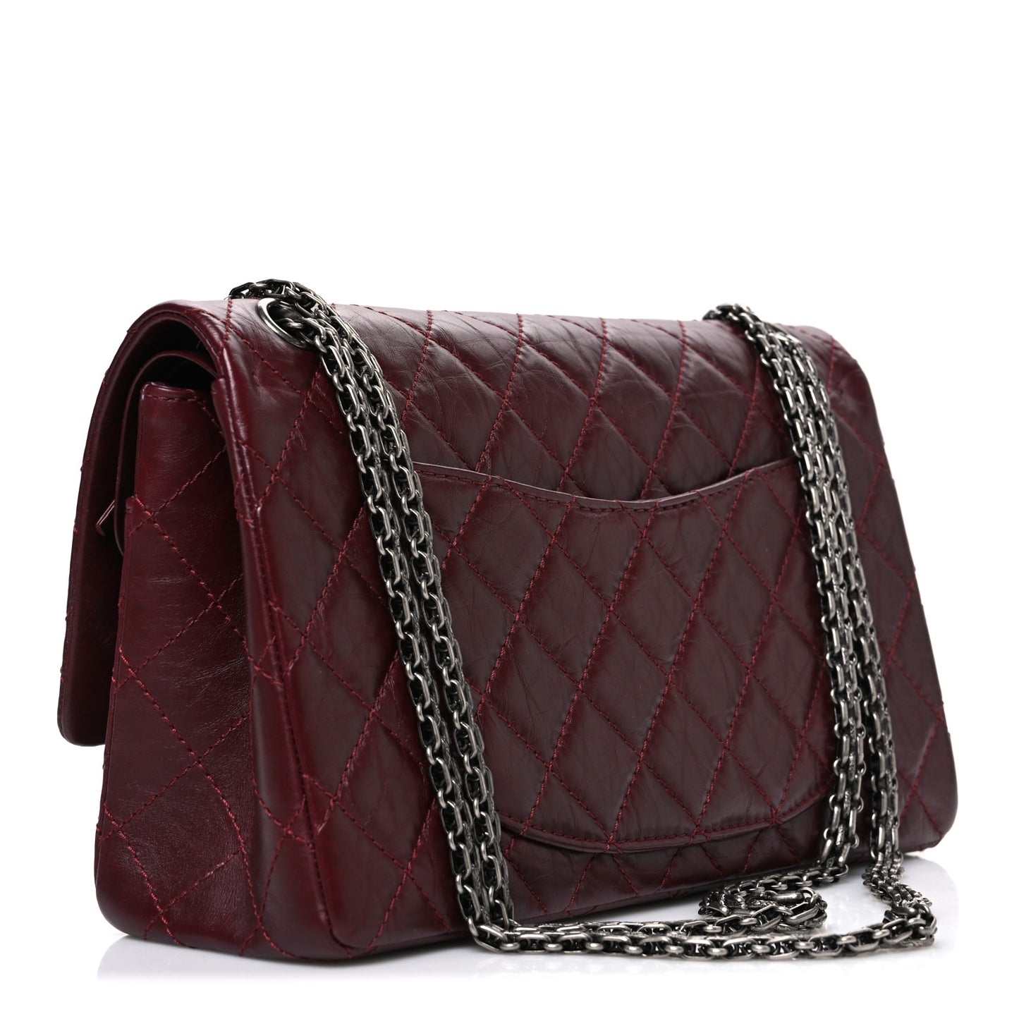 Aged Calfskin Quilted 2.55 Reissue 226 Flap Dark Burgundy