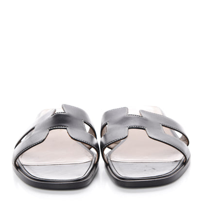 Hermes Box Calfskin Oran Sandals 42 Black 2 of 7