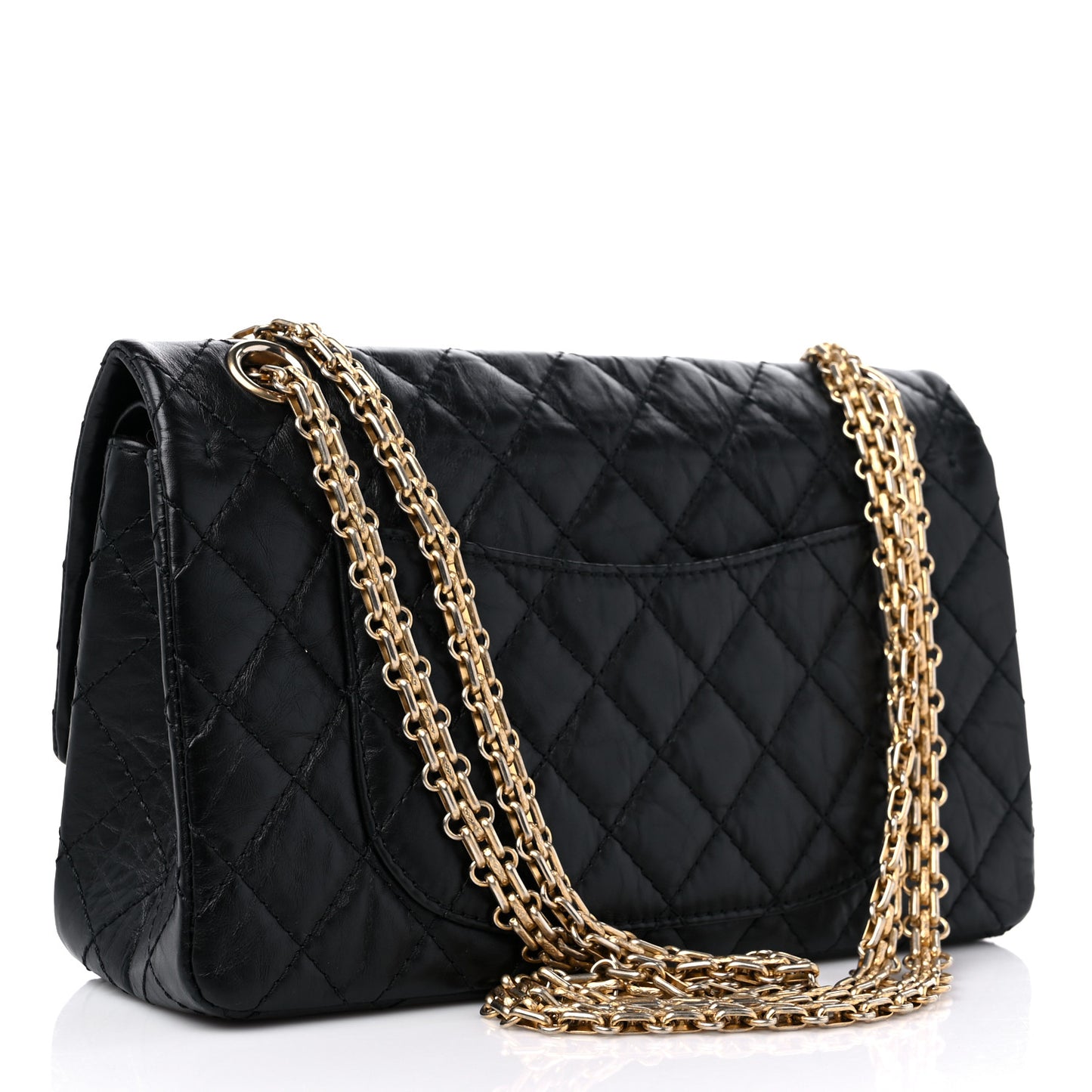 Aged Calfskin Quilted 2.55 Reissue 225 Flap Black