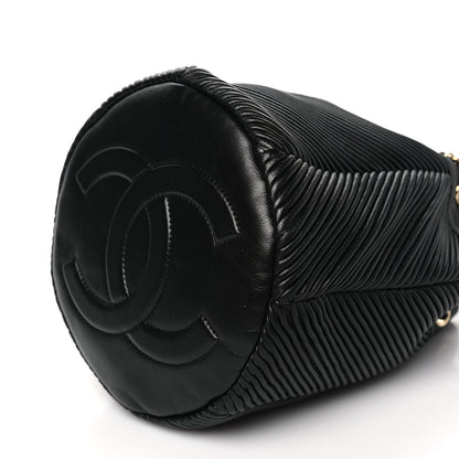 Chanel Lambskin Chevron Drawstring Bag Black 10 of 10