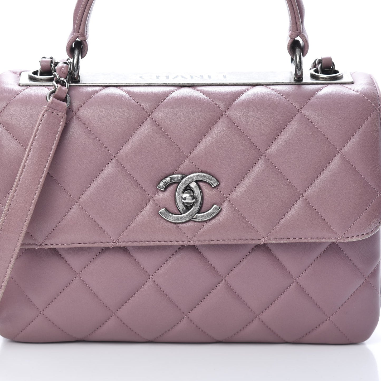 Lambskin Quilted Small Trendy CC Flap Dual Handle Bag Light Purple