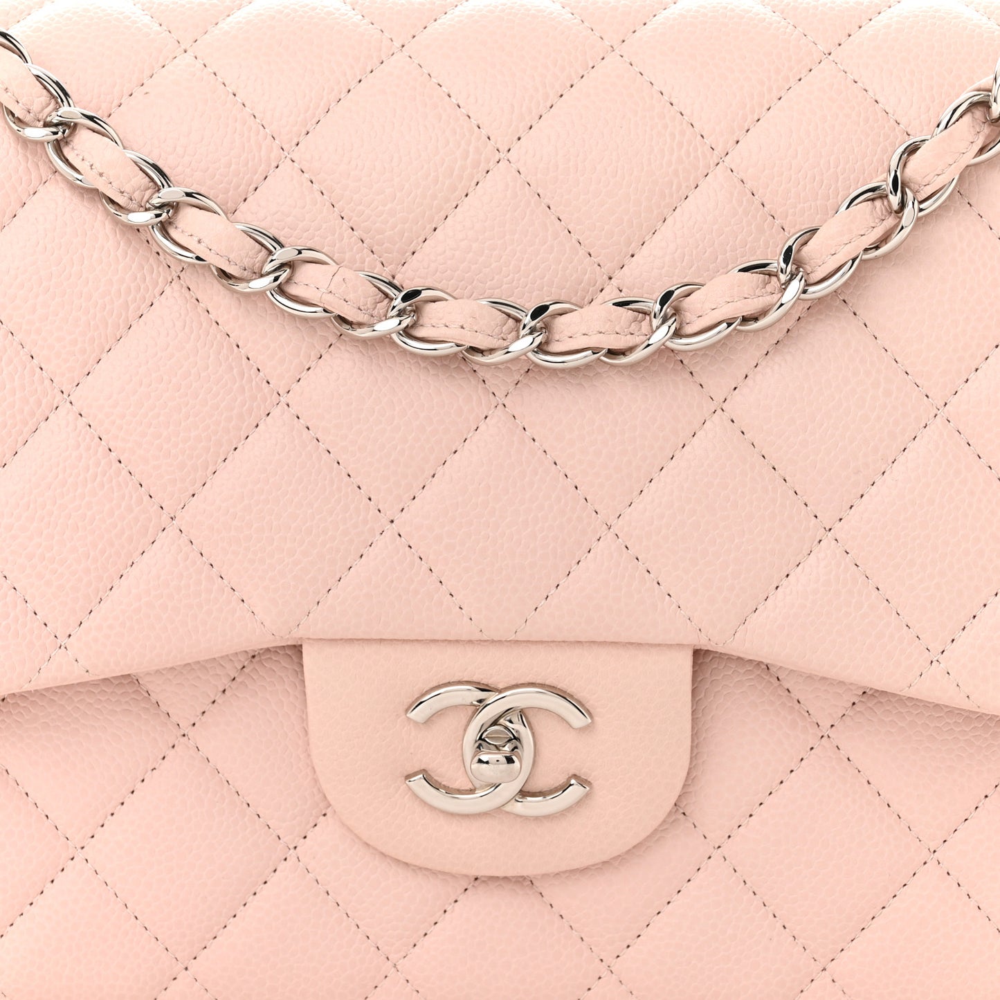 Caviar Quilted Jumbo Double Flap Light Pink