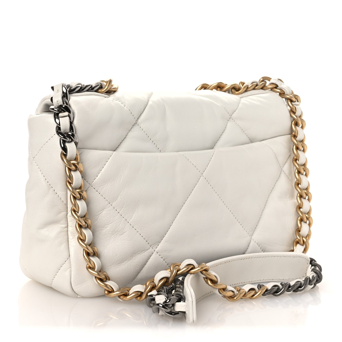 Goatskin Quilted Medium Chanel 19 Flap White