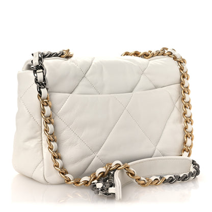 Chanel Goatskin Quilted Medium Chanel 19 Flap White 3 of 12