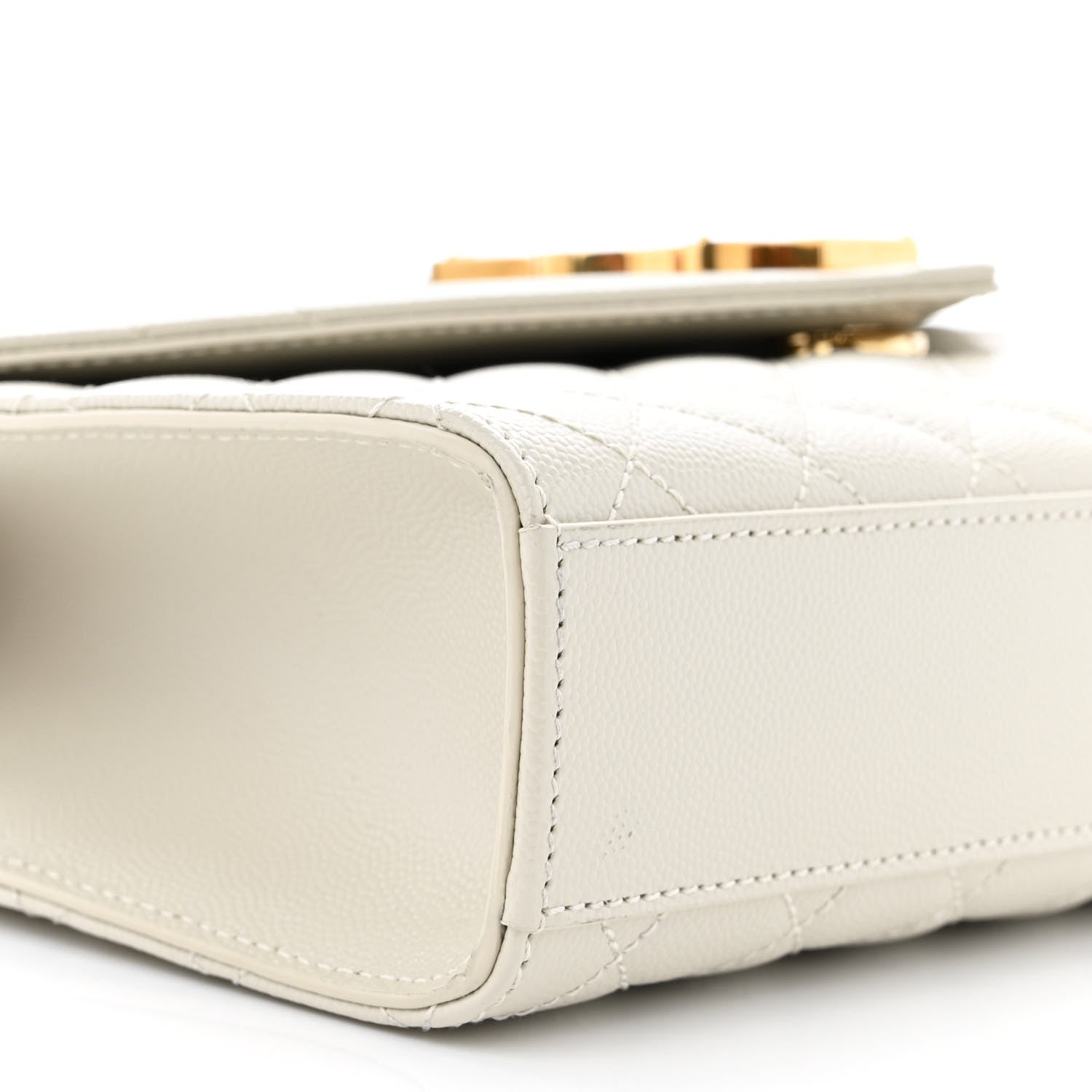 Saint Laurent Grain De Poudre Textured Mixed Matelasse Medium Triquilt Monogram Satchel White 8 of 12
