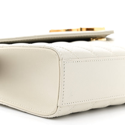 Saint Laurent Grain De Poudre Textured Mixed Matelasse Medium Triquilt Monogram Satchel White 8 of 12