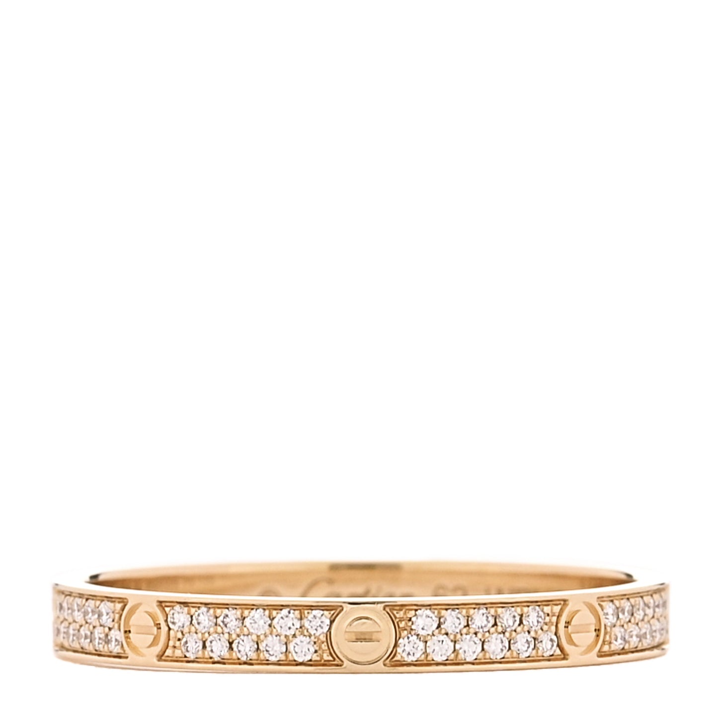 18K Yellow Gold Diamond 2.6mm LOVE Paved Band Ring 62 10