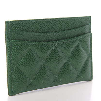 Chanel Metallic Caviar Quilted Card Holder Green 3 of 9