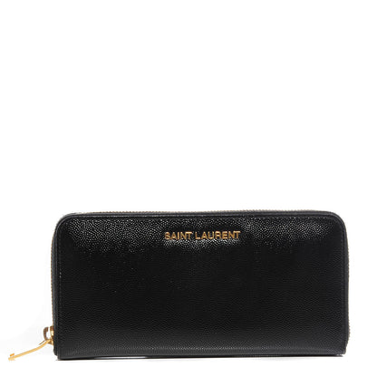 Saint Laurent Patent Grain De Poudre Classic Letters Zip Around Wallet Black 1 of 8