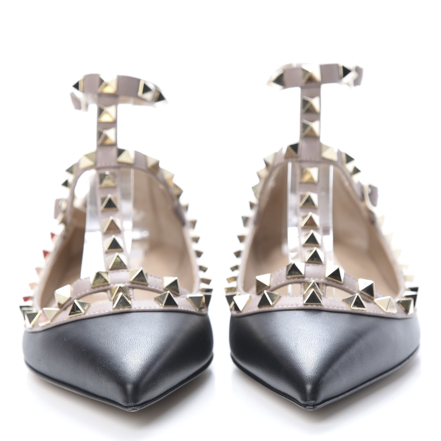 Valentino Garavani Nappa Rockstud Cage Ballerina Flats 36 Black Poudre 2 of 9