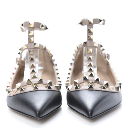 Valentino Garavani Nappa Rockstud Cage Ballerina Flats 36 Black Poudre 2 of 9