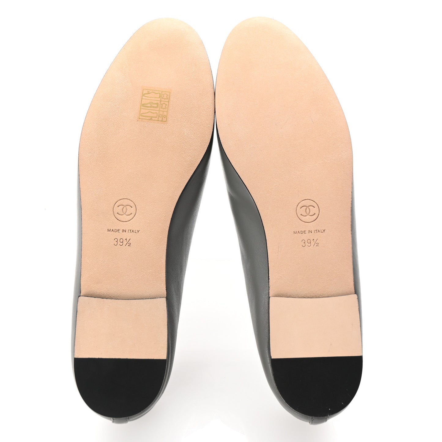 Lambskin Cap Toe CC Ballerina Flats 39.5 Grey Black