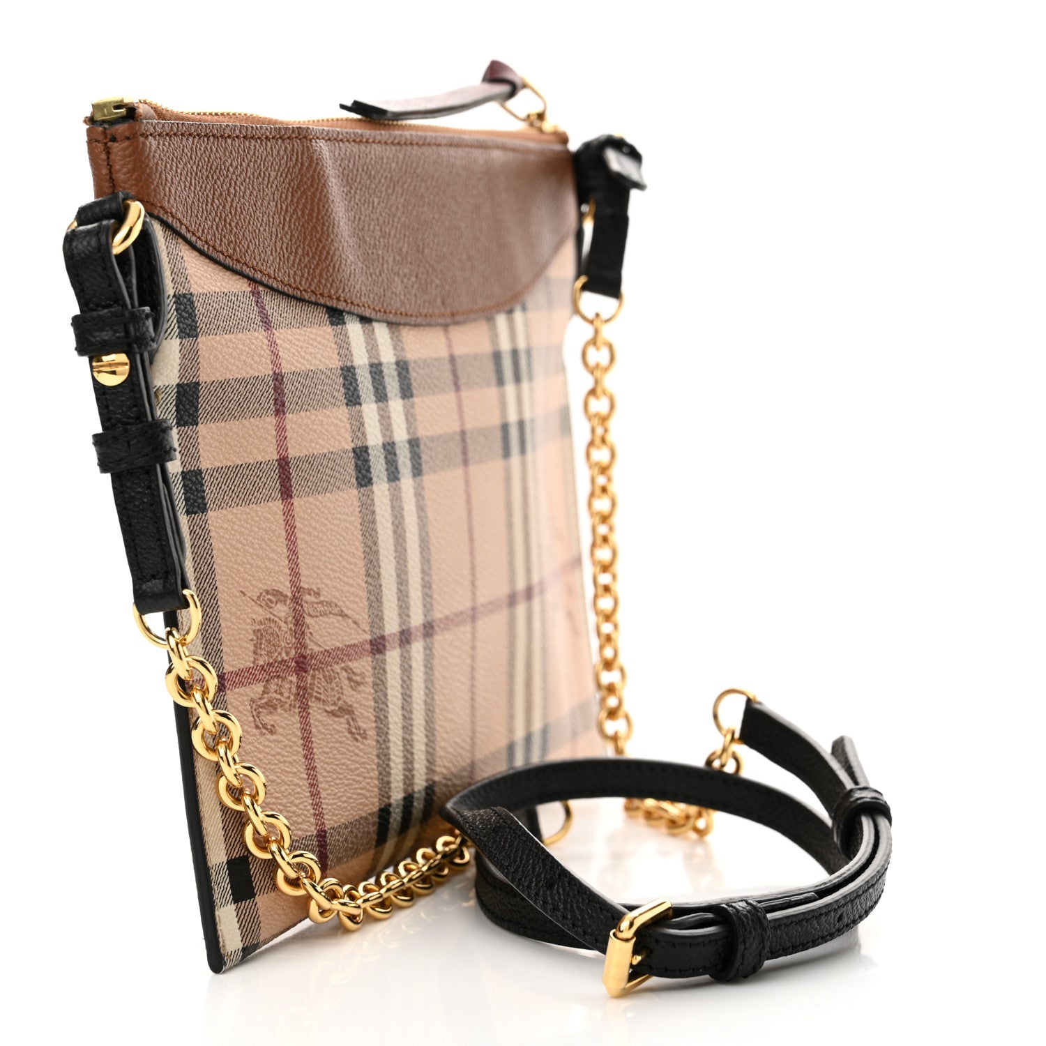 Burberry Haymarket Check Peyton Crossbody Clutch Bag Toffee 3 of 13