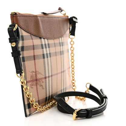 Burberry Haymarket Check Peyton Crossbody Clutch Bag Toffee 3 of 13