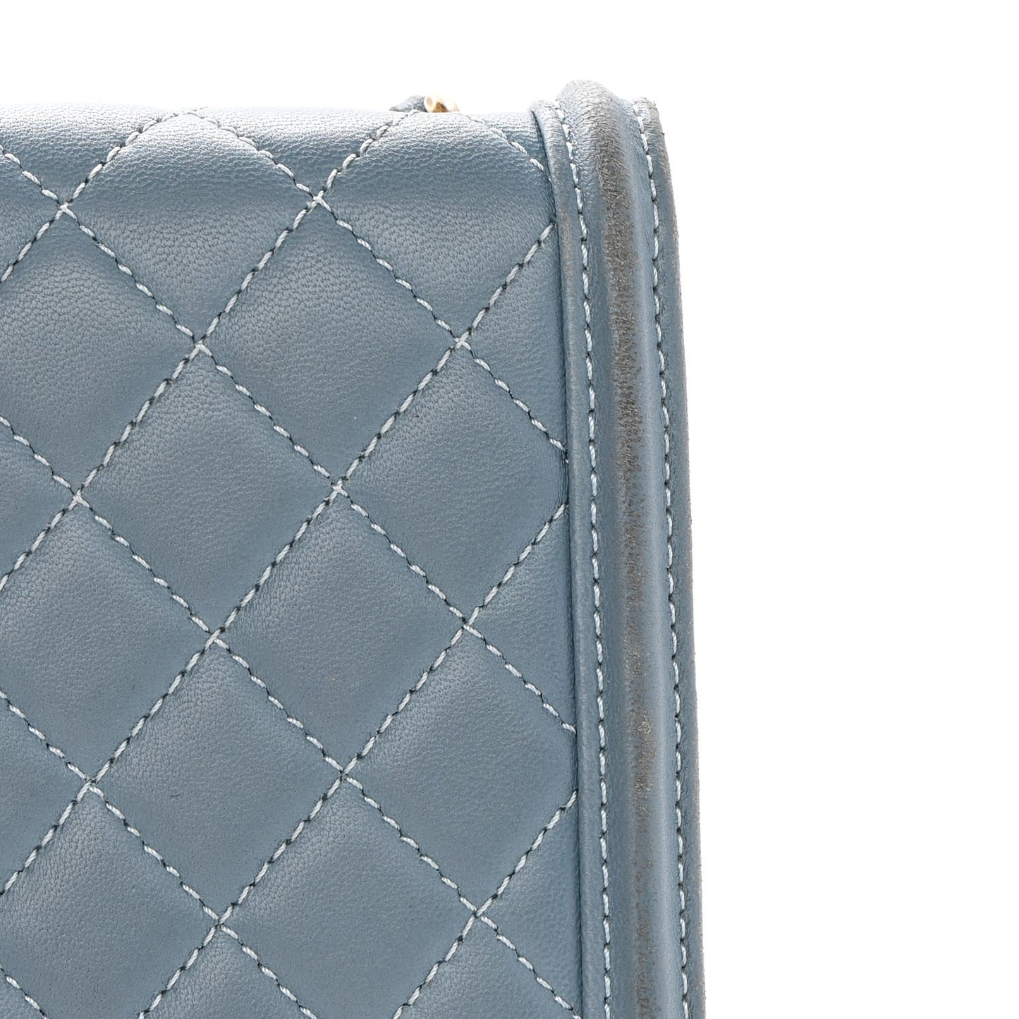 Lambskin Quilted Studded Boy Brick Flap Light Blue