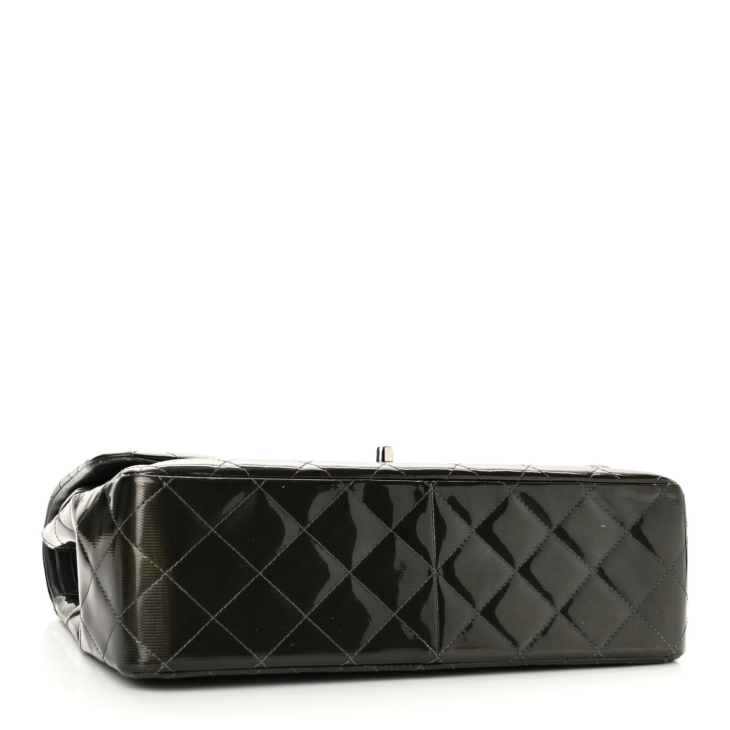 Chanel Striated Patent Quilted Jumbo Double Flap  Dark Grey 3 of 10