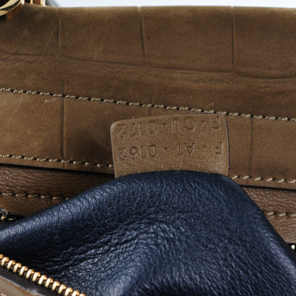 Celine Crocodile Embossed Nubuck Medium Trapeze Olive 7 of 9
