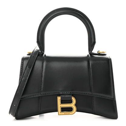 Balenciaga Shiny Box Calfskin Hourglass Top Handle Bag XS Black 1 of 11