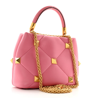 Valentino Garavani Nappa Small Roman Stud The Handle Bag Flamingo Pink 3 of 11