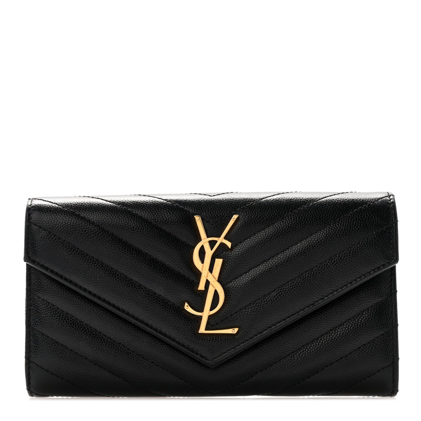 Grain De Poudre Matelasse Chevron Monogram Flap Wallet Black