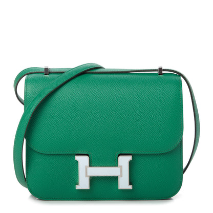 Hermes Epsom Enamel Constance 18 Vert Jade Bleu Brume 1 of 11