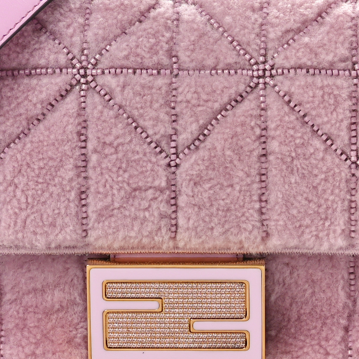 Sheepskin Crystal Beaded Baguette Violet