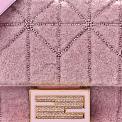 Fendi Sheepskin Crystal Beaded Baguette Violet 6 of 8