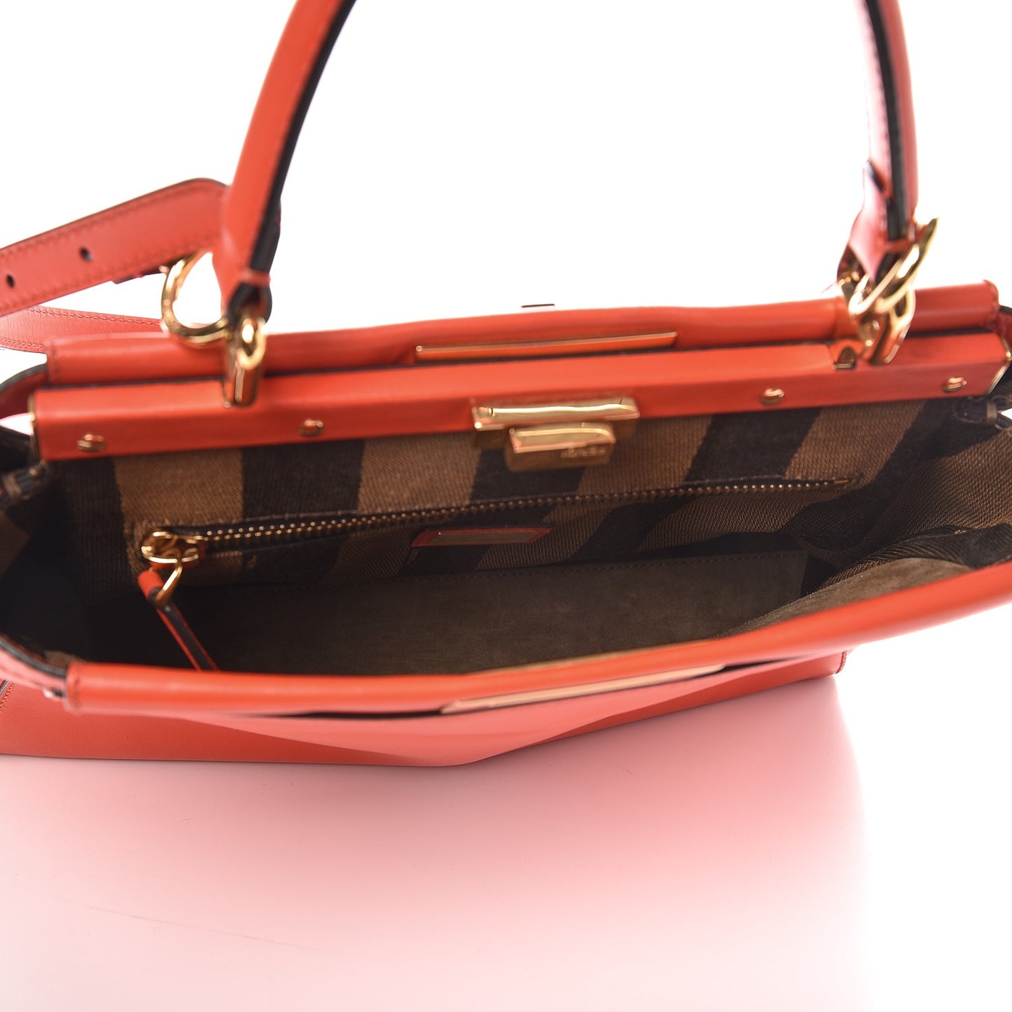 Vitello Morgan Fabric Jacquard Pequin Medium Peekaboo Iconic Satchel Papavero Tobacco Black