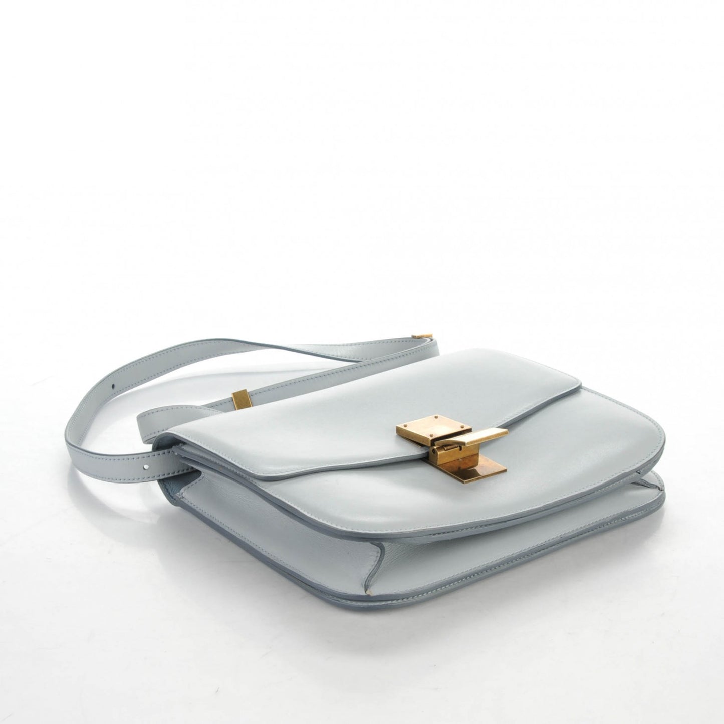 Box Calfskin Medium Classic Box Flap Bag Sky