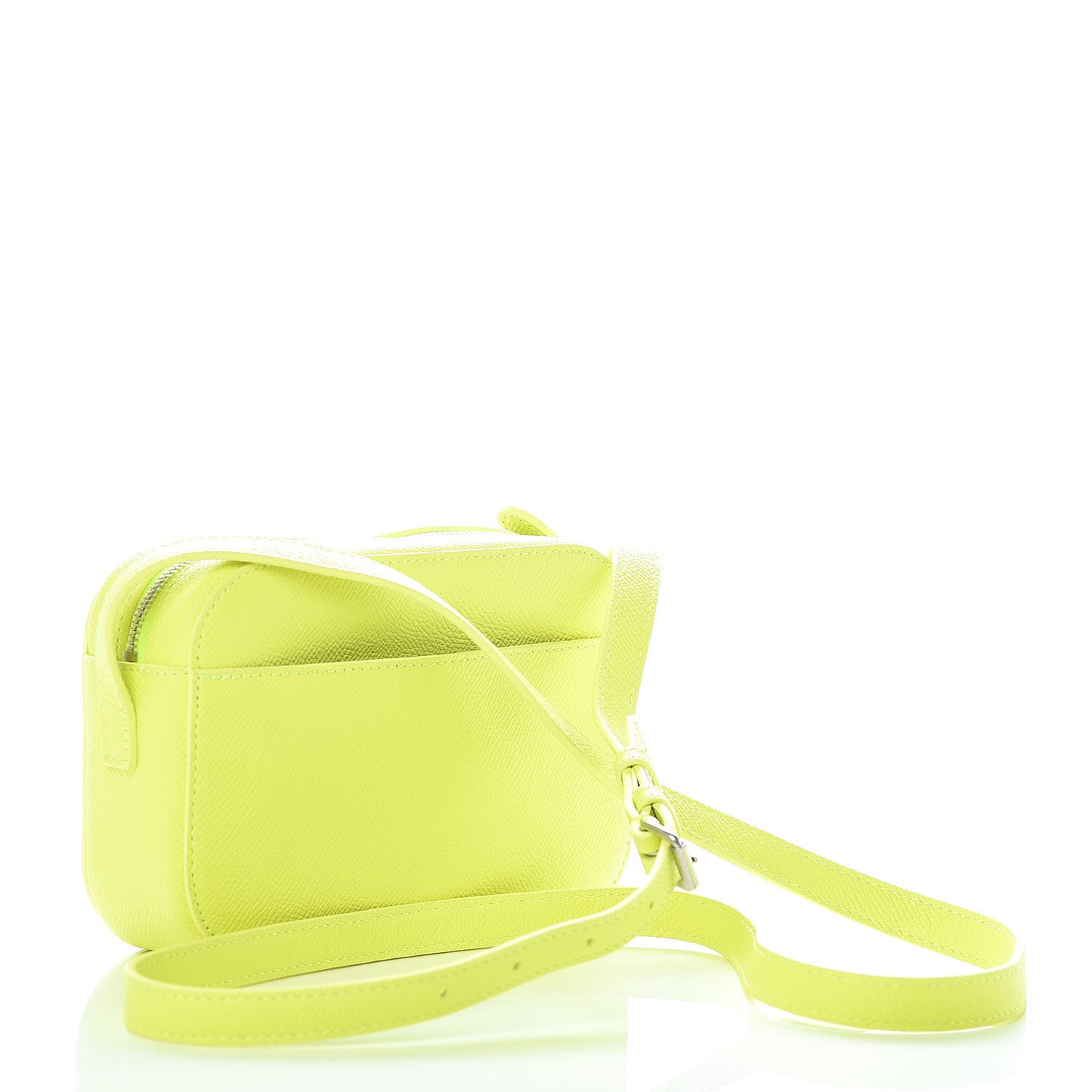Signature Grained Calfskin Logo XS Ville Camera Bag Acid Green Black
