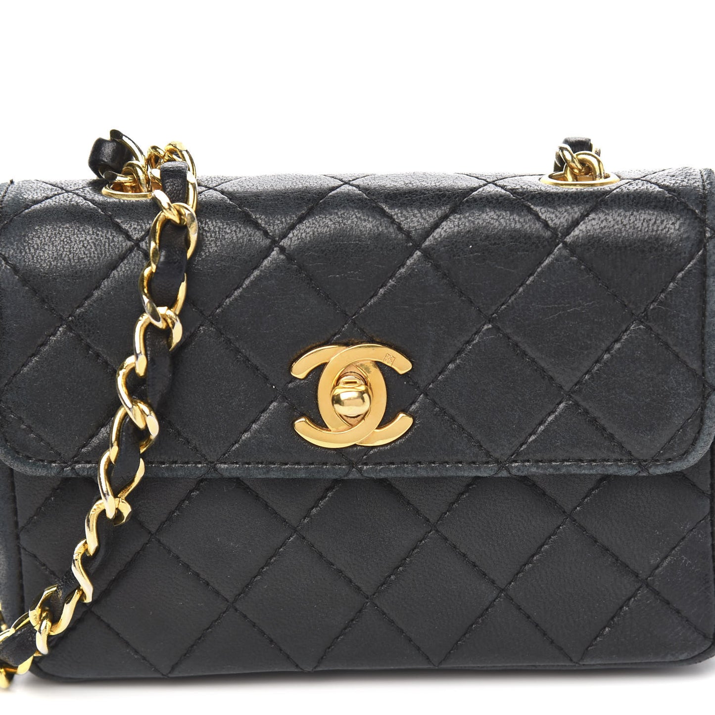 Lambskin Quilted Extra Mini Flap Black