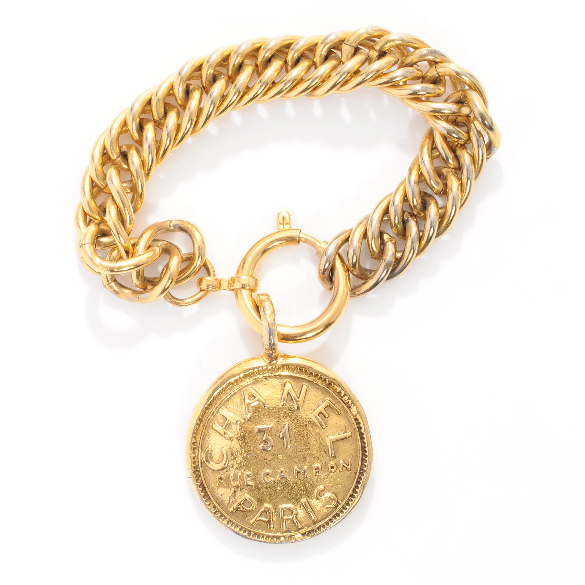 Chanel 31 Rue Cambon Paris Medallion Chain Bracelet Gold 1 of 4