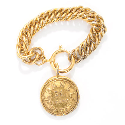 Chanel 31 Rue Cambon Paris Medallion Chain Bracelet Gold 1 of 4