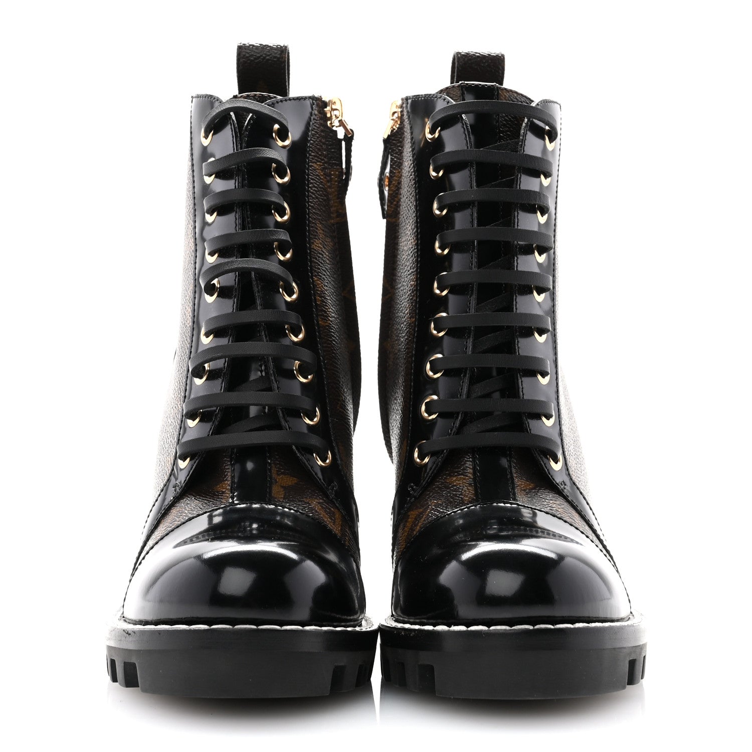 Louis Vuitton Patent Calfskin Monogram Star Trail Ankle Boots 37 Black 2 of 9