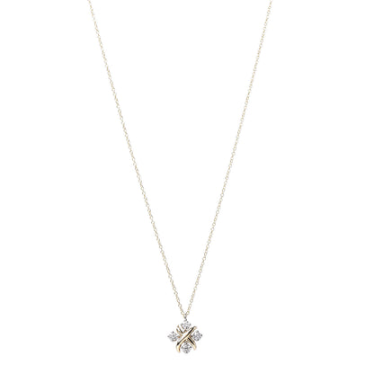 Tiffany Platinum 18K Yellow Gold Diamond Schlumberger Lynn Pendant Necklace 1 of 7