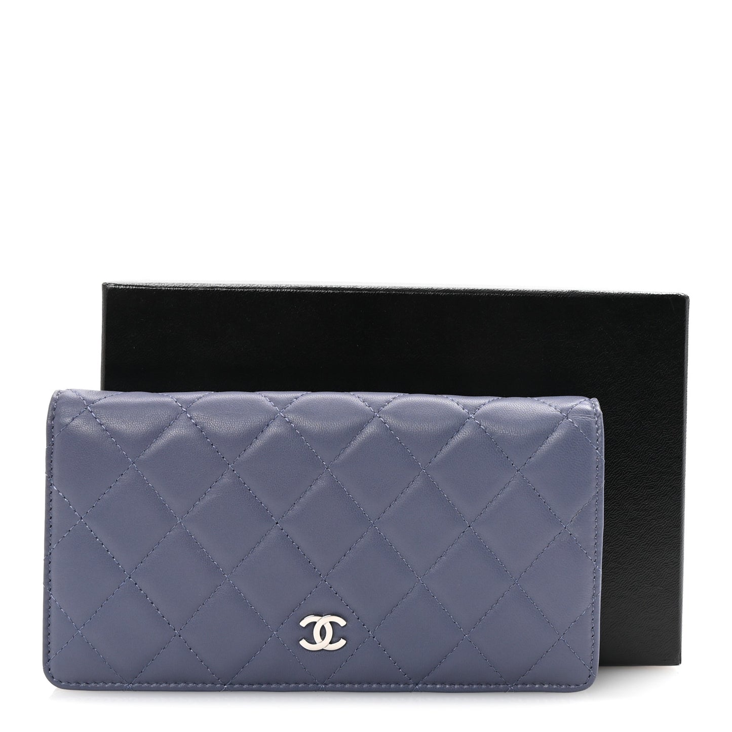 Lambskin Quilted Yen Wallet Purple