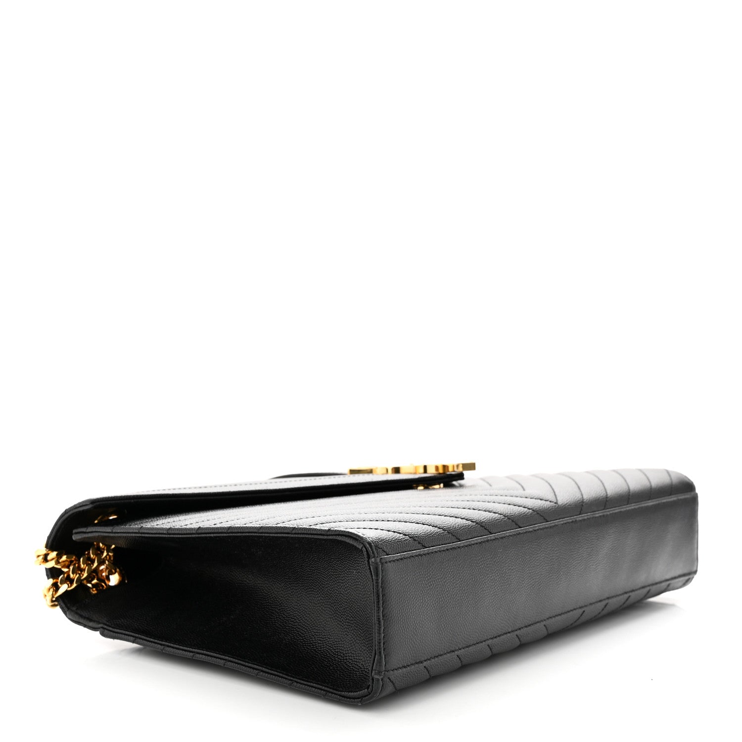 Saint Laurent Grain De Poudre Matelasse Chevron Large Monogram Satchel Black 4 of 11