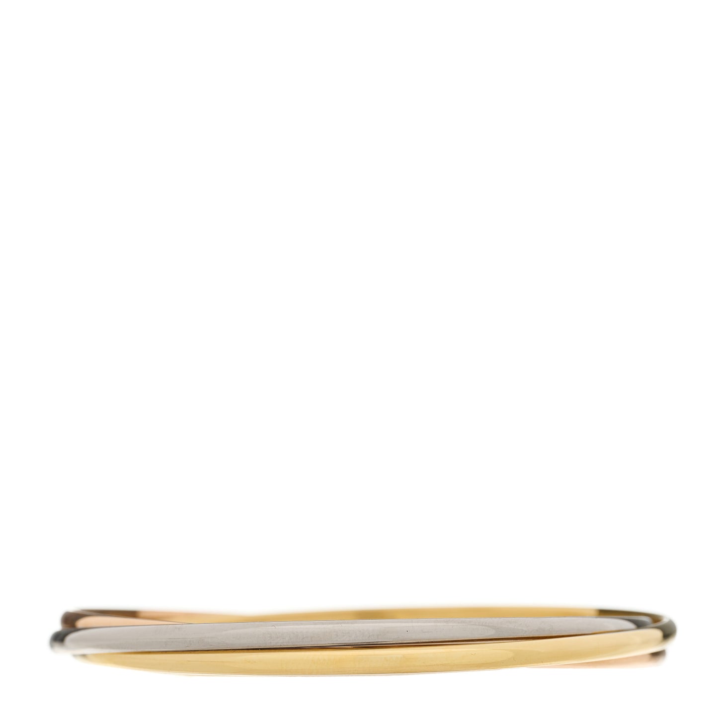 18K Pink Yellow White Gold Small Trinity Bangle Bracelet 17